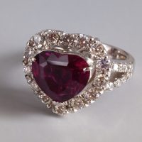 Gem Gardener, corundum ruby ring, heart halo ring, heart cut sapphire ring, corundum engagement ring, purple sapphire halo ring, ruby ring singapore, vintage rings singapore