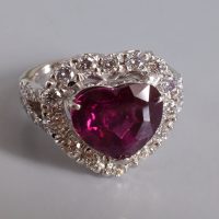 Gem Gardener, corundum ruby ring, heart halo ring, heart cut sapphire ring, corundum engagement ring, purple sapphire halo ring, ruby ring singapore, vintage rings singapore
