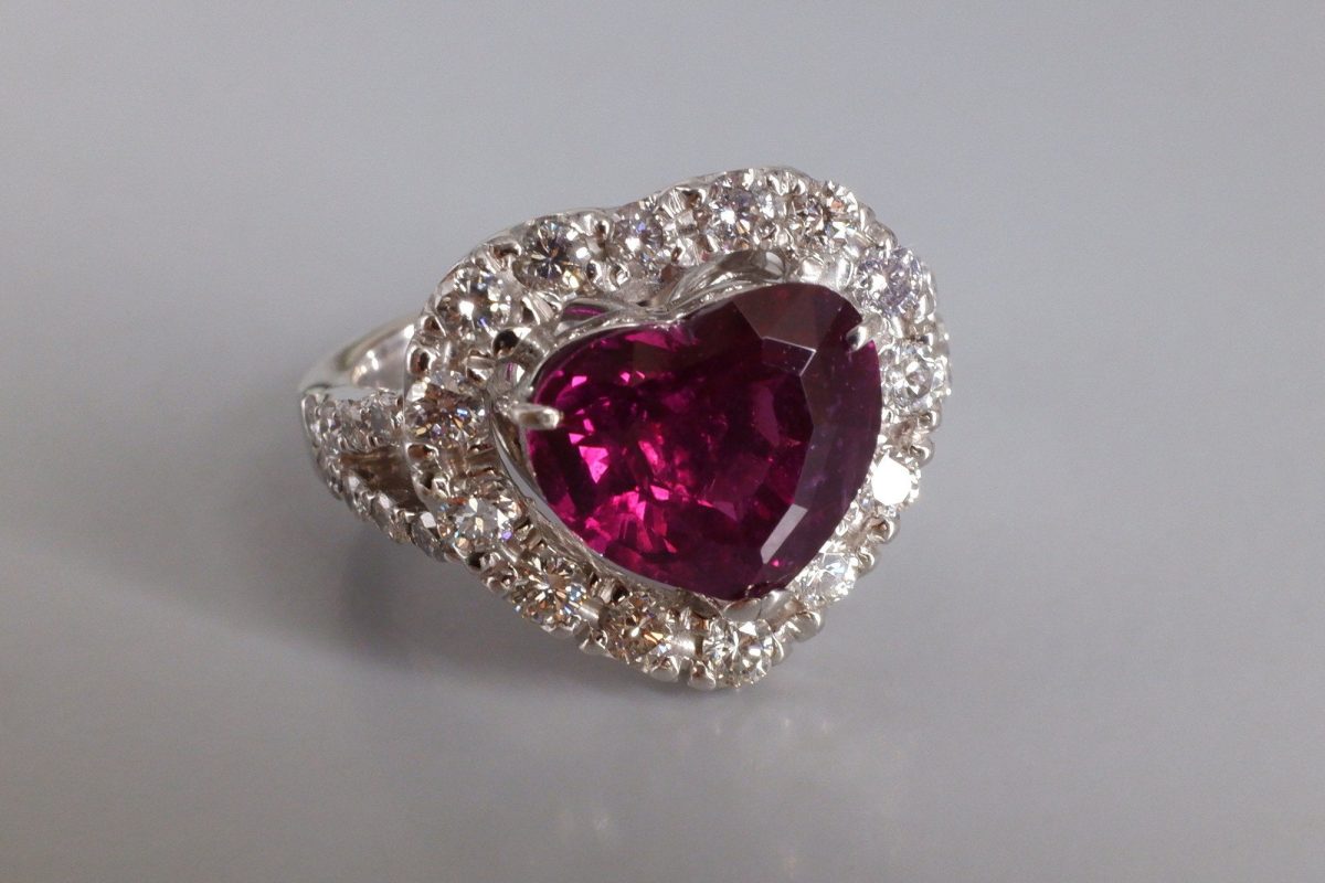 Gem Gardener, corundum ruby ring, heart halo ring, heart cut sapphire ring, corundum engagement ring, purple sapphire halo ring, ruby ring singapore, vintage rings singapore