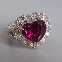 Gem Gardener, corundum ruby ring, heart halo ring, heart cut sapphire ring, corundum engagement ring, purple sapphire halo ring, ruby ring singapore, vintage rings singapore