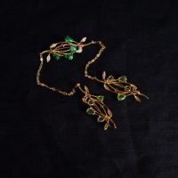 Chinese Jadeite Jade Brooch Pins Kerosang 18k