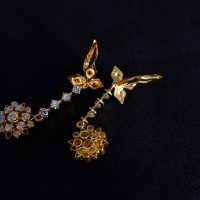 Line Flower Diamond Dangle Earrings 20k Chinese