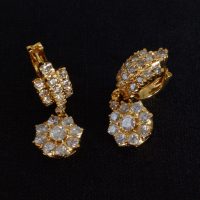Vintage Chinese Diamond Huggie Earrings 20k