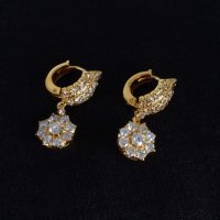 Vintage Chinese Diamond Huggie Earrings 20k