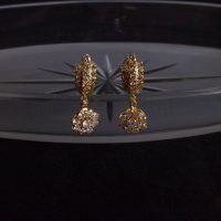 Vintage Chinese Diamond Huggie Earrings 20k