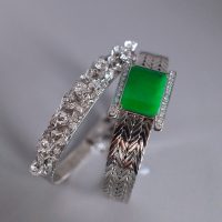 Mid Century Chinese Diamond Omega Bracelet 18k