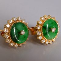 Art Deco Jadeite Halo Earrings 20k Chinese Vintage