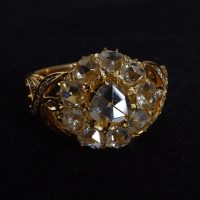 Rose Cut Diamond Cluster Ring 20k Vintage Chinese