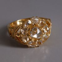 Rose Cut Diamond Cluster Ring 20k Vintage Chinese