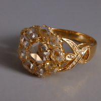 Rose Cut Diamond Cluster Ring 20k Vintage Chinese