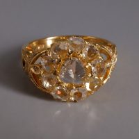Rose Cut Diamond Cluster Ring 20k Vintage Chinese