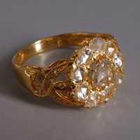 Rose Cut Diamond Cluster Ring 20k Vintage Chinese