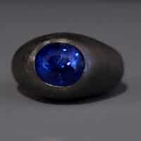 Natural Blue Sapphire Black Gold Ring Comet