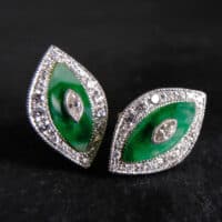 marquise jade, art deco jade earrings, jade earrings singapore, jade stud earrings singapore, jade platinum earrings, Gem Gardener