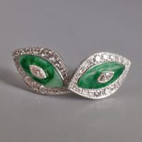 marquise jade, art deco jade earrings, jade earrings singapore, jade stud earrings singapore, jade platinum earrings