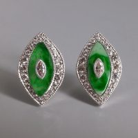 marquise jade, art deco jade earrings, jade earrings singapore, jade stud earrings singapore, jade platinum earrings, Gem Gardener