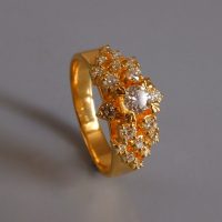 Vintage Chinese Pedestal Diamond Ring 20k