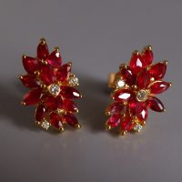 Gem Gardener, ruby earrings singapore, flower earrings singapore, ruby stud earrings gold, ruby wedding anniversary earrings, unique earrings singapore, statement earrings singapore, cocktail earrings singapore, red ruby earrings singapore, ruby jewellery singapore