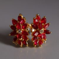 Gem Gardener, ruby earrings singapore, flower earrings singapore, ruby stud earrings gold, ruby wedding anniversary earrings, unique earrings singapore, statement earrings singapore, cocktail earrings singapore, red ruby earrings singapore, ruby jewellery singapore