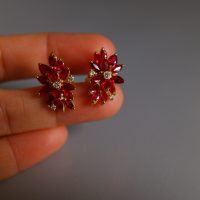 Gem Gardener, ruby earrings singapore, flower earrings singapore, ruby stud earrings gold, ruby wedding anniversary earrings, unique earrings singapore, statement earrings singapore, cocktail earrings singapore, red ruby earrings singapore, ruby jewellery singapore