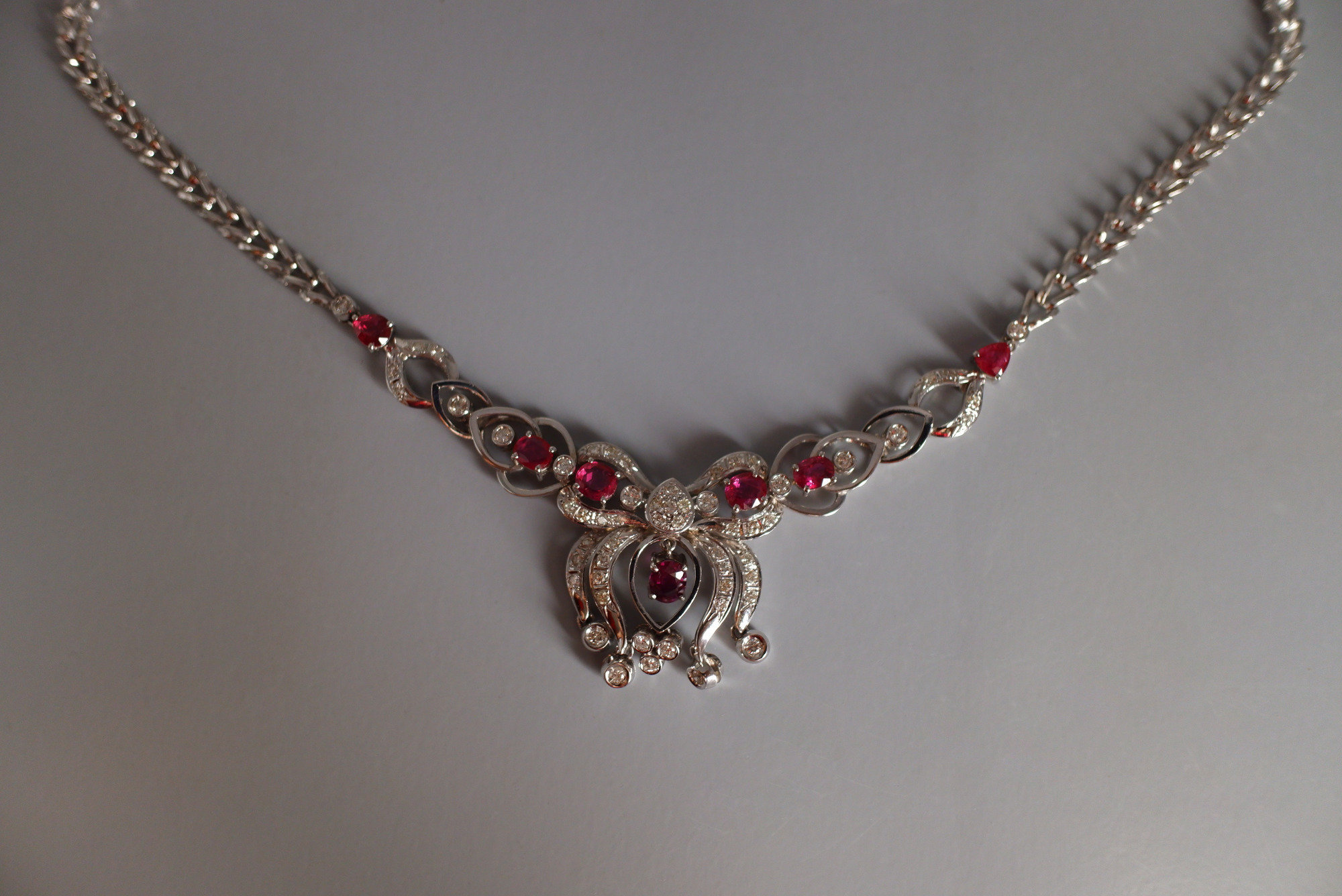 Ruby & Pink Sapphire Lavaliere Necklace 18k