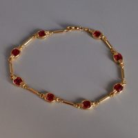 18k Red Ruby Link Bracelet Vintage