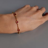 18k Red Ruby Link Bracelet Vintage