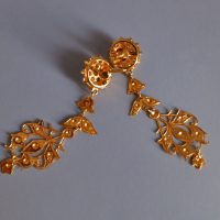 22k Antique Wind Chime Chinese Diamond Earrings