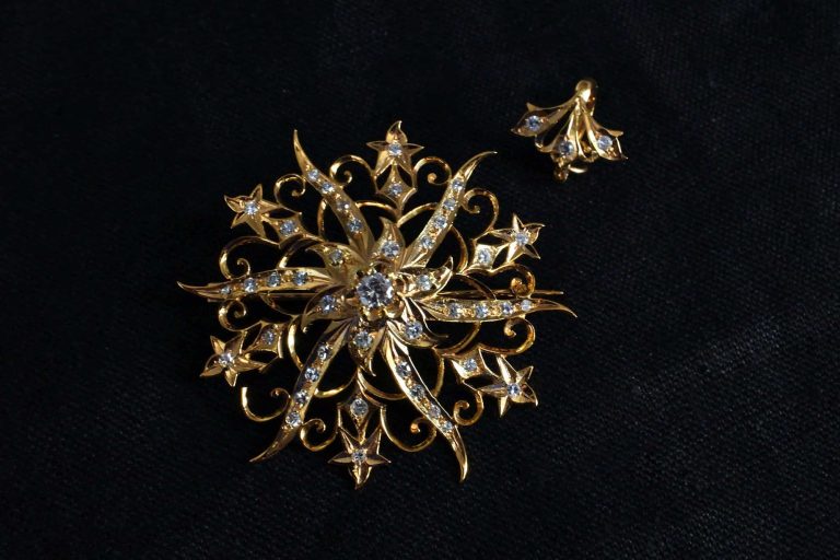 Antique Diamond Pendant Brooch, diamond star brooch pendant, diamond brooch/pendant, antique gold jewellery singapore