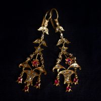 Antique Chandelier Earrings Ruby Diamond 20k Chinese