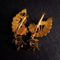 Gem Gardener, gold wing earrings, wind diamond earrings, wing feather earrings, antique chinese earrings, antique indian earrings, indian gold earrings