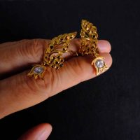 Gem Gardener, gold wing earrings, wind diamond earrings, wing feather earrings, antique chinese earrings, antique indian earrings, indian gold earrings