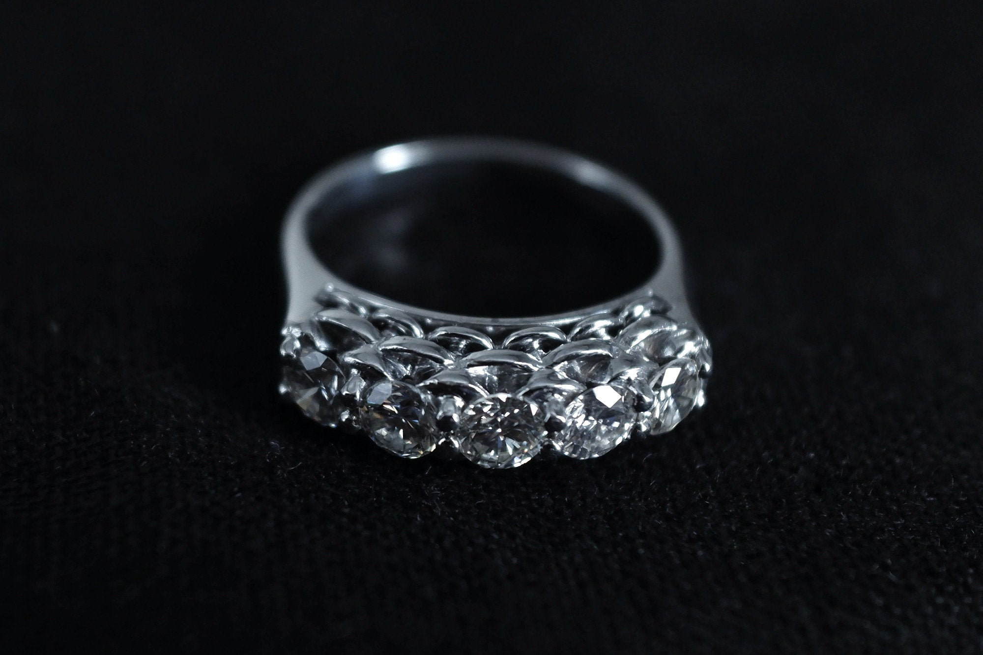 Antique 5 Stone Diamond Ring White Gold 18k Chinese