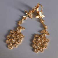 Antique Rose Cut Diamond Chandelier Earrings 20k Chinese