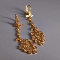 Antique Rose Cut Diamond Chandelier Earrings 20k Chinese
