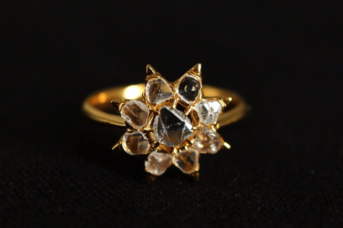 Antique Rose Cut Diamond Ring Star 20k Chinese
