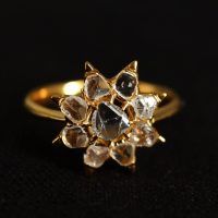 Antique Rose Cut Diamond Ring Star 20k Chinese