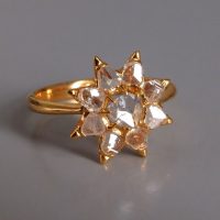 Antique Rose Cut Diamond Ring Star 20k Chinese