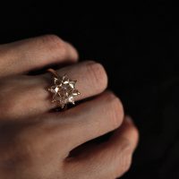 Antique Rose Cut Diamond Ring Star 20k Chinese