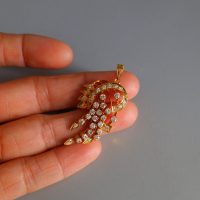 Phoenix Cluster Diamond Pendant Antique Chinese 20k