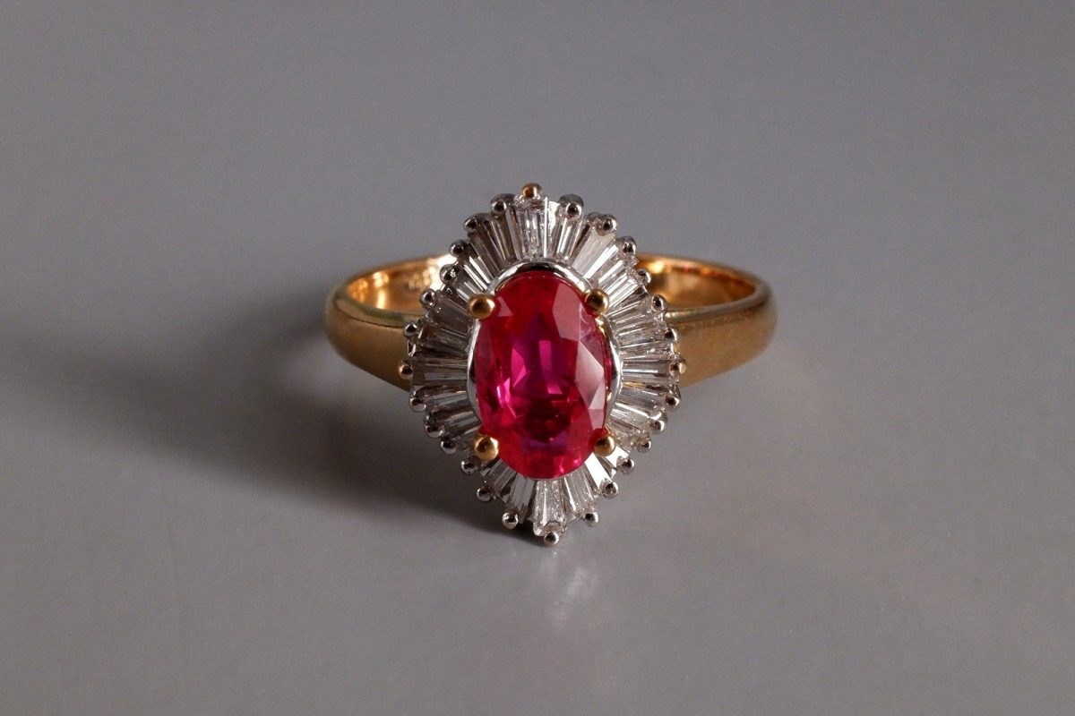 20k Vintage Burmese Ruby Ballerina Ring Chinese
