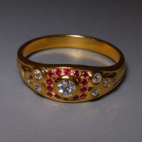 Lucky Old Euro Diamond Ruby Ring 22k Vintage