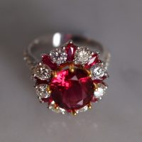 Gem Gardener, 3 carat ruby ring, 3ct ruby ring, ruby ring singapore, ruby diamond ring, red ruby halo ring, ruby jewellery singapore, ruby cocktail ring, cocktail rings singapore, ruby engagement rings singapore, vintage rings singapore
