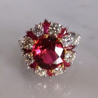 Gem Gardener, 3 carat ruby ring, 3ct ruby ring, ruby ring singapore, ruby diamond ring, red ruby halo ring, ruby jewellery singapore, ruby cocktail ring, cocktail rings singapore, ruby engagement rings singapore, vintage rings singapore