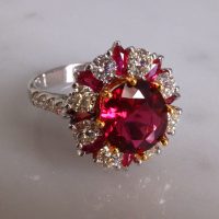 Gem Gardener, 3 carat ruby ring, 3ct ruby ring, ruby ring singapore, ruby diamond ring, red ruby halo ring, ruby jewellery singapore, ruby cocktail ring, cocktail rings singapore, ruby engagement rings singapore, vintage rings singapore