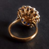 Diamond Sapphire Ring, double halo ring, sapphire double halo ring, blue sapphire diamond ring, sapphire cluster rings for sale, sapphire halo rings for sale, Gem Garderner