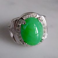 Gem Gardener, apple green jade ring, jade cabochon rings for sale, jade rings singapore, jade ring for men, green jade cabochon ring, apple green jadeite, vintage jade rings for sale