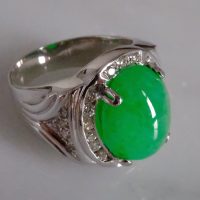 Gem Gardener, apple green jade ring, jade cabochon rings for sale, jade rings singapore, jade ring for men, green jade cabochon ring, apple green jadeite, vintage jade rings for sale