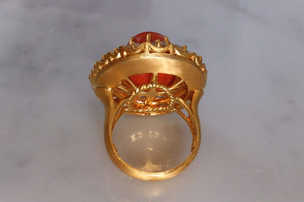 Large Red Coral Statement Ring Jade 22k Gem Gardener