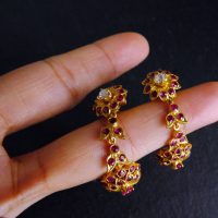 Gem Gardener, burmese ruby gold earrings, ruby gold dangling earrings, red ruby earrings dangling, red ruby earrings singapore, antique ruby drop earrings